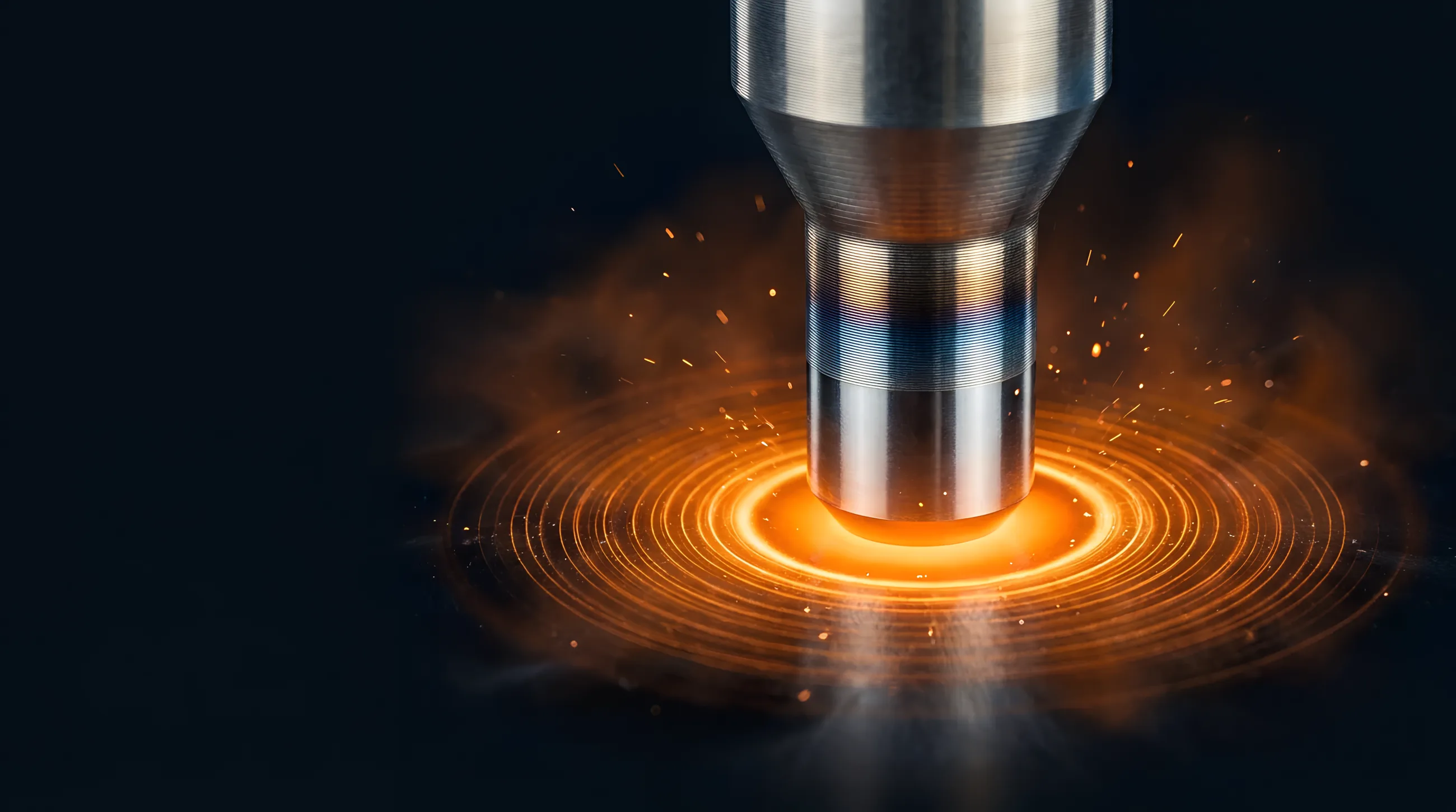 Ultrasonic horn tip delivering 20 kHz vibration into a joint